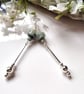 Designer Long Green Jadeite & Jade Sterling Silver Earrings ONE OFF PAIR  - Image 6