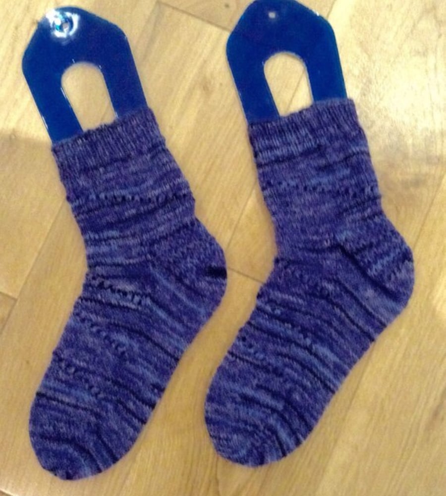 Denim Blue Hand Knit Socks 
