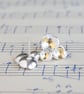 Sterling silver stud earrings inspired by lichen, keum boo earrings - Image 7