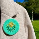 Hand embroidered floral brooch pin