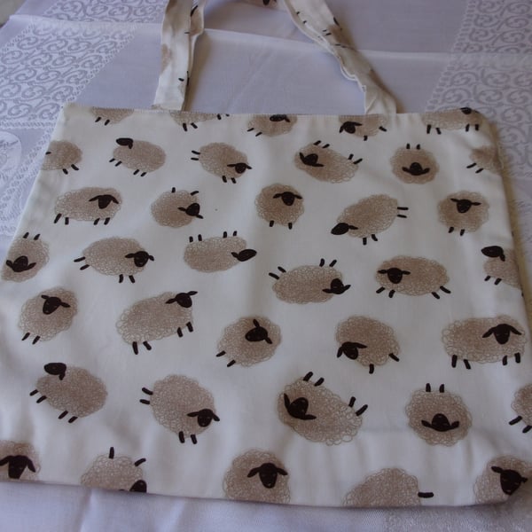 Cream Fabric Bag with Sheep