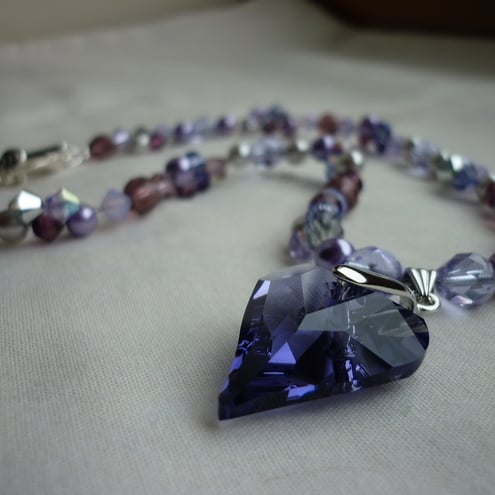   TANZANITE SWAROVSKI CRYSTAL HEART NECKLACE.  264