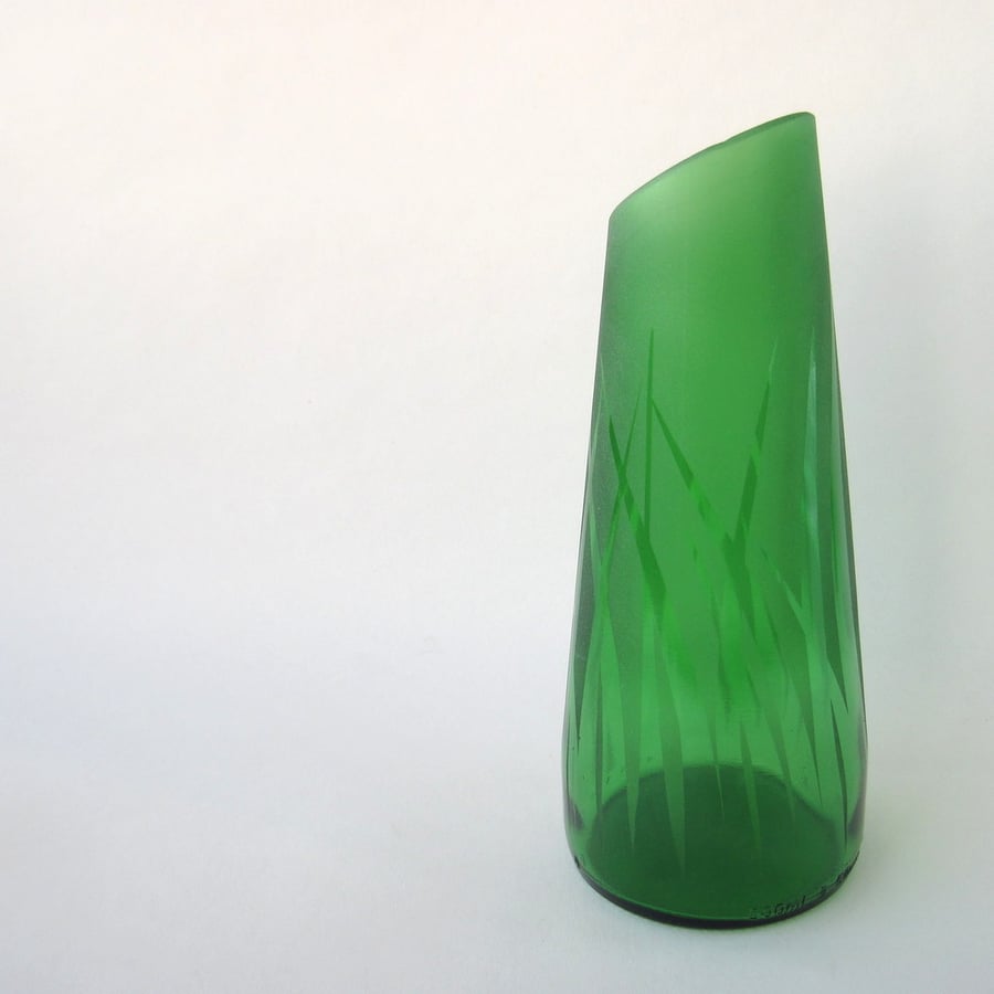 Recycled Glass Bottle Vase, green
