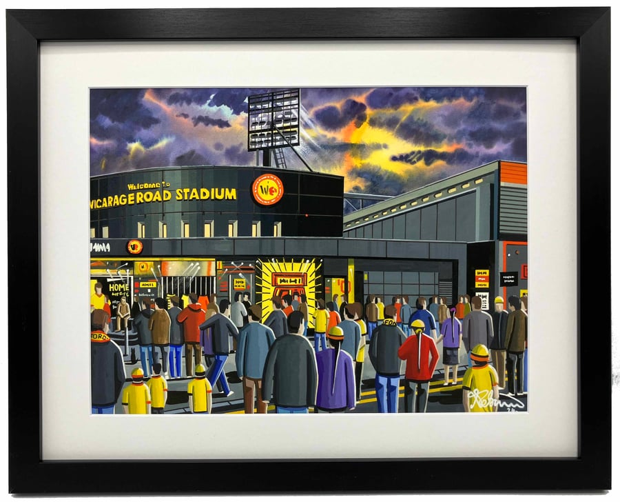 Watford F.C, Vicarage Road Stadium Framed, Football Art Print 14" x 11" Frame 