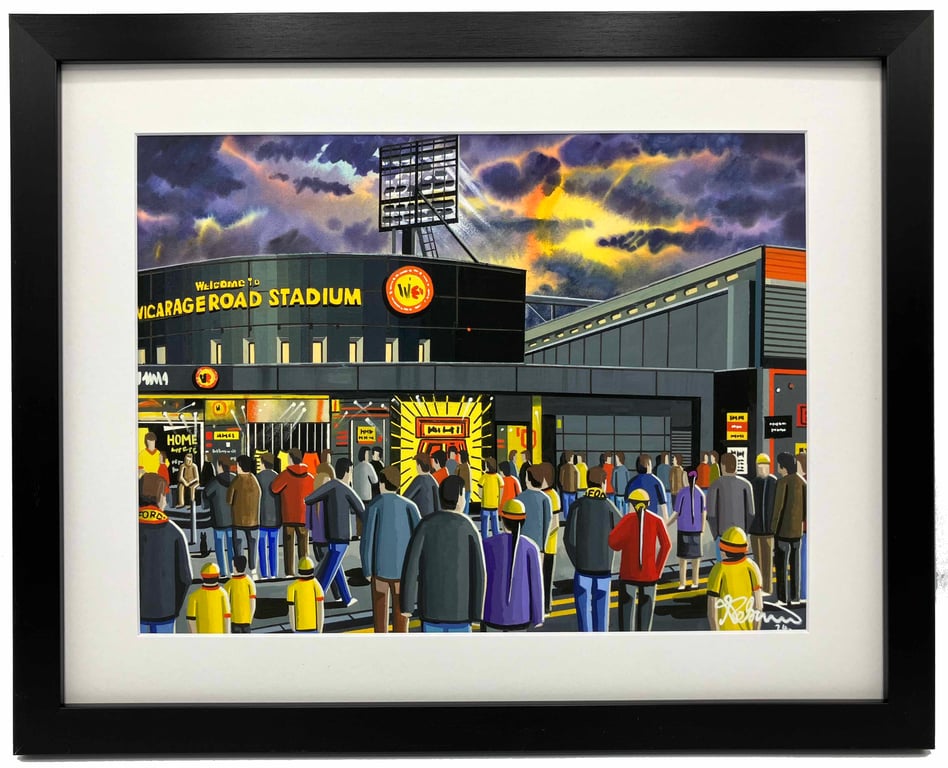 Watford F.C, Vicarage Road Stadium Framed, Football Art Print 14" x 11" Frame 