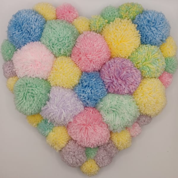Pom pom hanging love heart