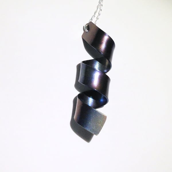  Handmade Coloured Spiral Titanium Pendant Necklace - UK Free Post