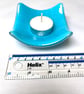 Patterned Cyan Blue and White Glass Trinket Dish - Image 4