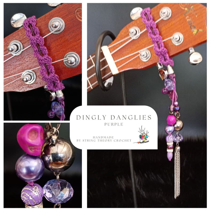Purple Dingly Dangly   Ukulele Headstock Wrap