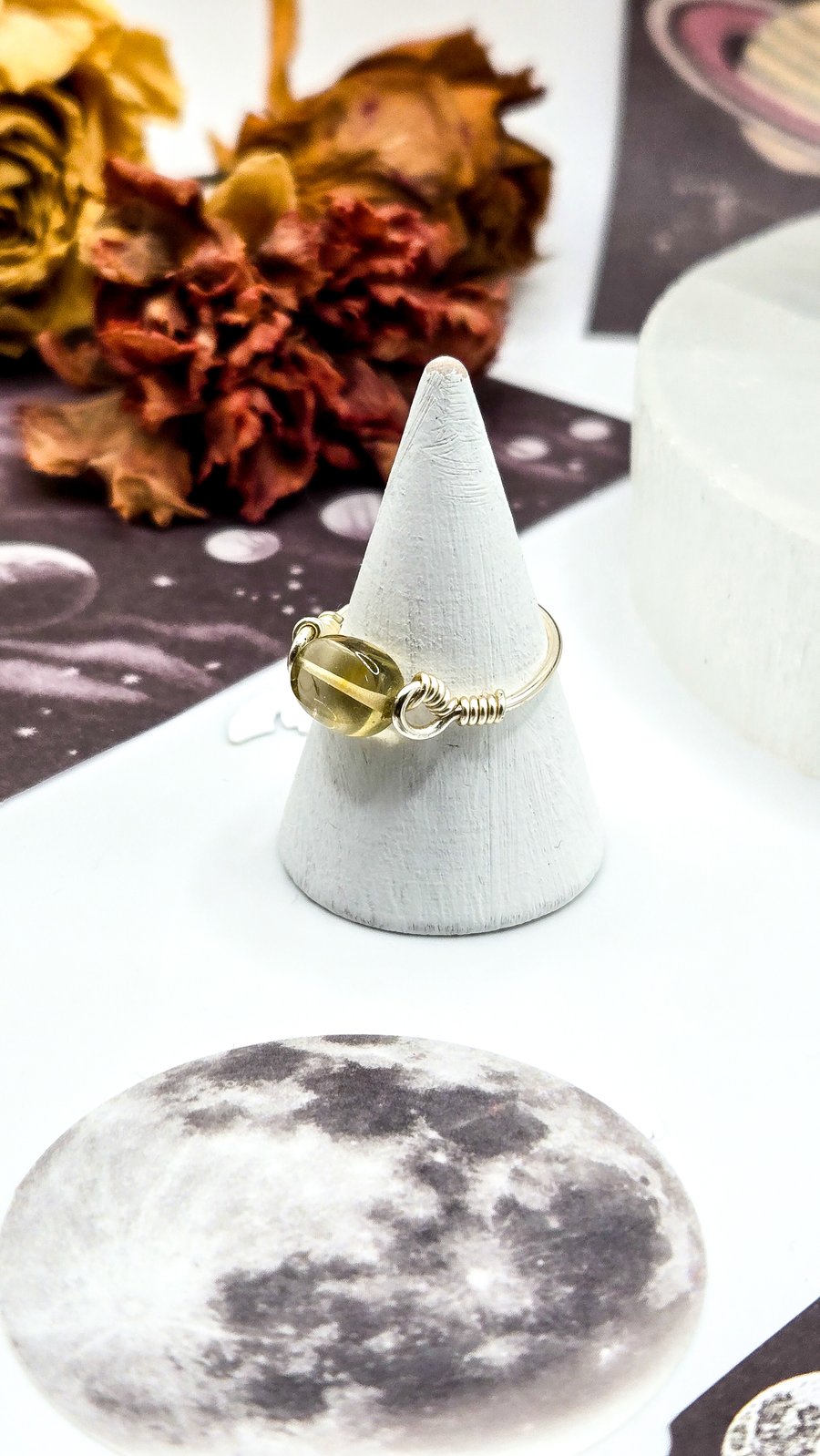 Citrine Gemstone Ring - Dainty Sterling Silver Stacking Ring, November Birthday 