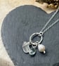 Aquamarine and pearl silver necklace  - Image 4