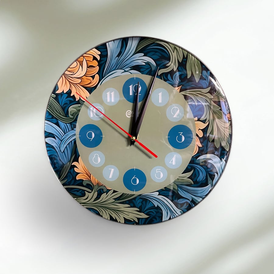 The Windsor Wall Clock - Handmade Art Nouveau-Art Deco William Morris Inspired 