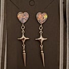 Gothic heart glitter star spike stud earrings emo punk alternative 