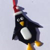 Fused glass penguin Christmas decoration