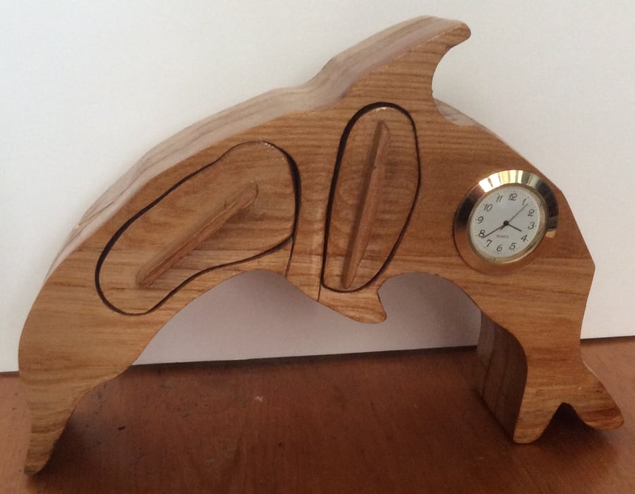 Dolphin shaped small  jewellery box with key holder compartment and clock.