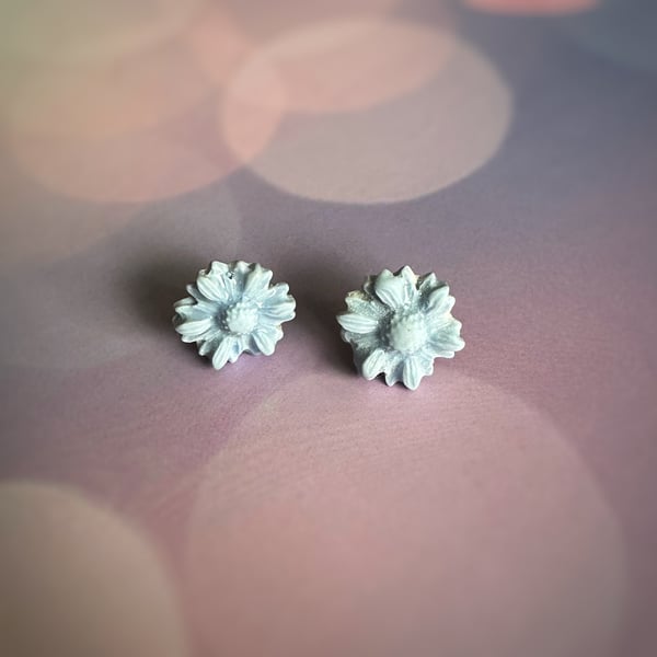 Handmade Baby Blue Flower Earrings