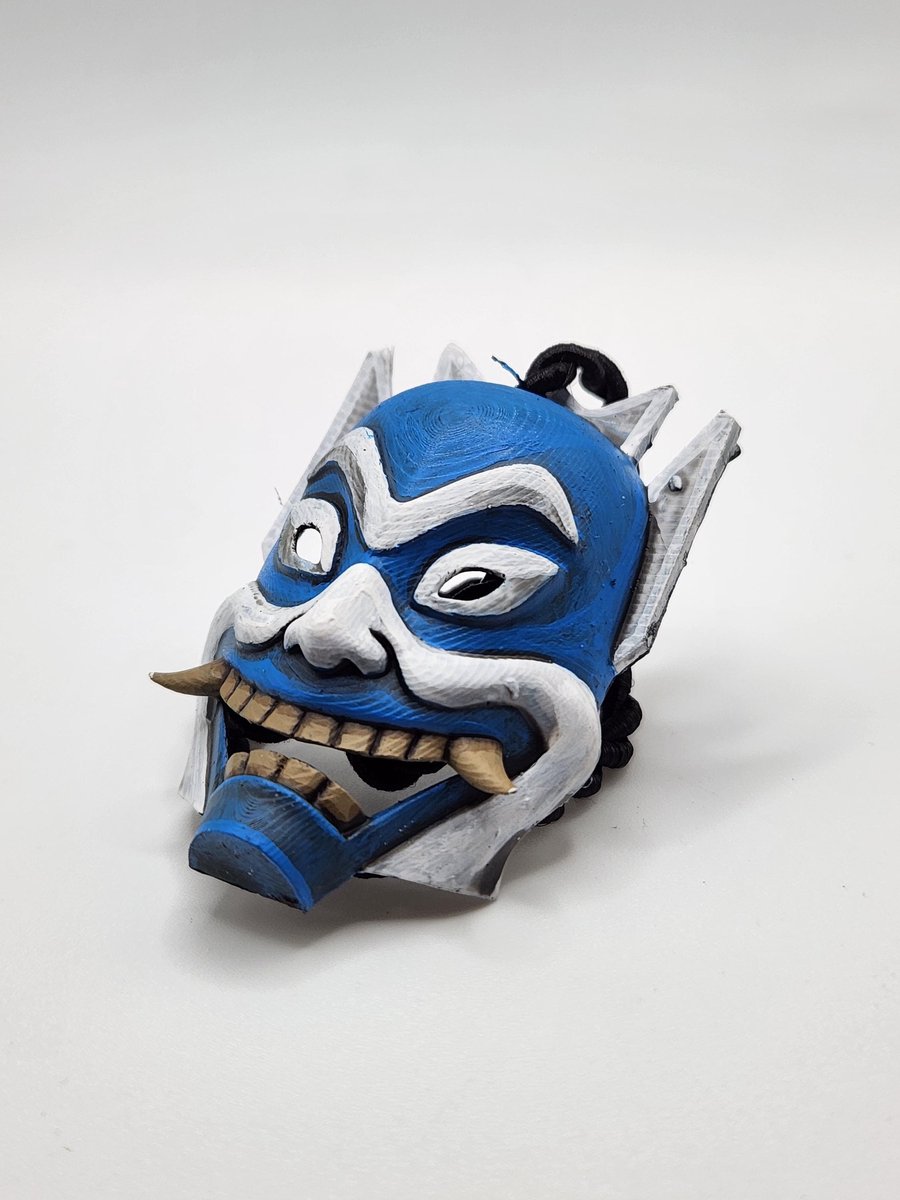 3D Printed Hand-Painted Samurai Hannya Mask Rear View Mirror Charm