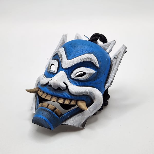 3D Printed Hand-Painted Samurai Hannya Mask Rear View Mirror Charm