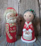 Mr & Mrs Christmas hand painted peg doll set. - Image 5