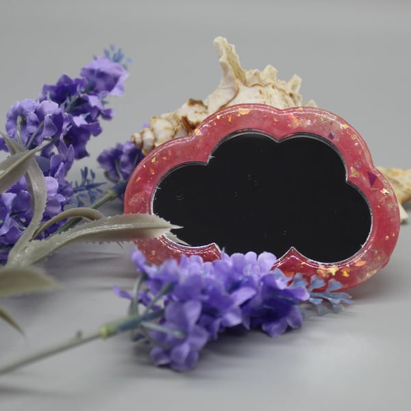 Cloud Mirror, Resin Pocket Mirror, Cloud Pocket Mirror, Cloud Compact Mirror