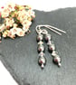 Sterling Silver Grey Swarovski Pearl and Cyrstal Earrings - Image 3