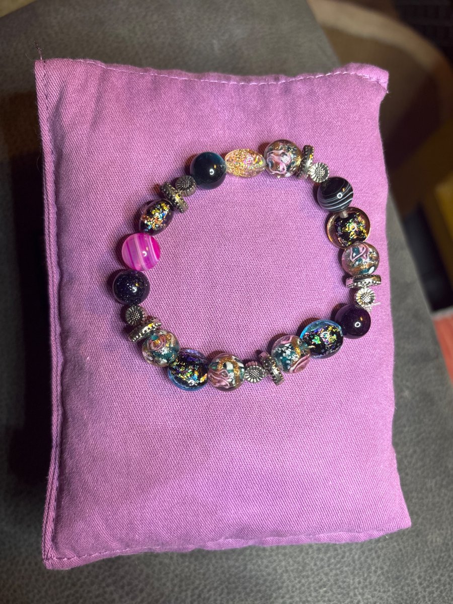 Beautiful handmade bracelet, 16cm, multicoloured. 