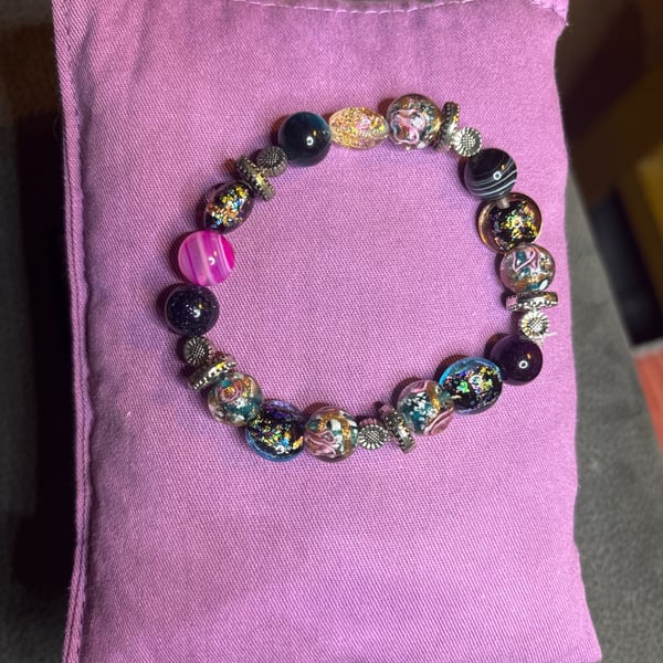 Beautiful handmade bracelet, 16cm, multicoloured. 