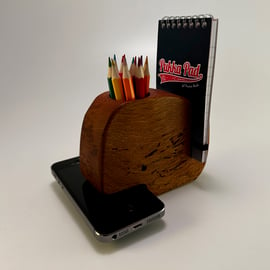 Wooden Oak Whale Desk Organiser, Hand Made from Sustainable Wood, iPhone Holder
