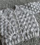 18" Grey & White Round Neck Lacey Baby Cardigan - Image 1