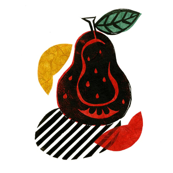 Red Pear Pop Linocut 8 of 10