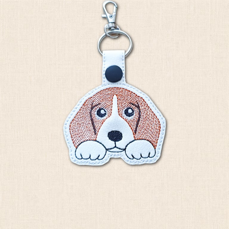 Beagle Keyring - Kawaii Dog Faux Leather Accessory