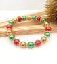 Stretch Bracelet - Christmas Bauble Inspired Pearl Bracelet - Festive Jewellery