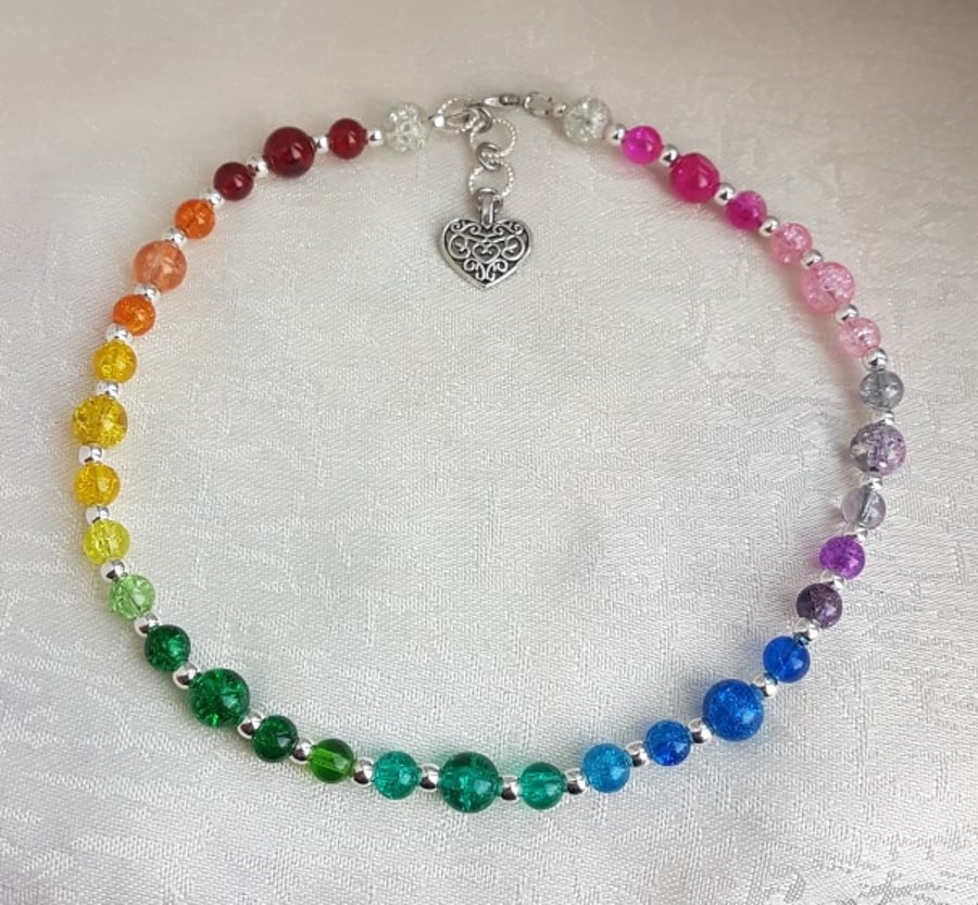 Beautiful Rainbow Bead Choker Necklace - Design 2