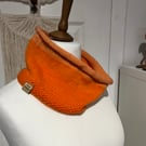 Orange two tone Lightweight Cowl Neckwarmer double knit yarn 60x16cms