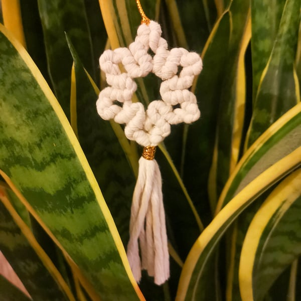 Christmas Macrame Ornaments, set of 2 - White Stars FREE UK P&P