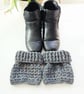 Slate Grey Crochet Boot Cuffs, Hiking Ankle Warmers - Image 6