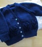 REDUCED 16" Navy Baby V Neck Hearts Cardigan - Image 1