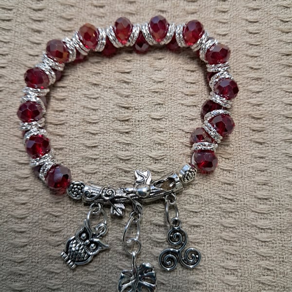 Red Rondelle Stretch Bracelet 