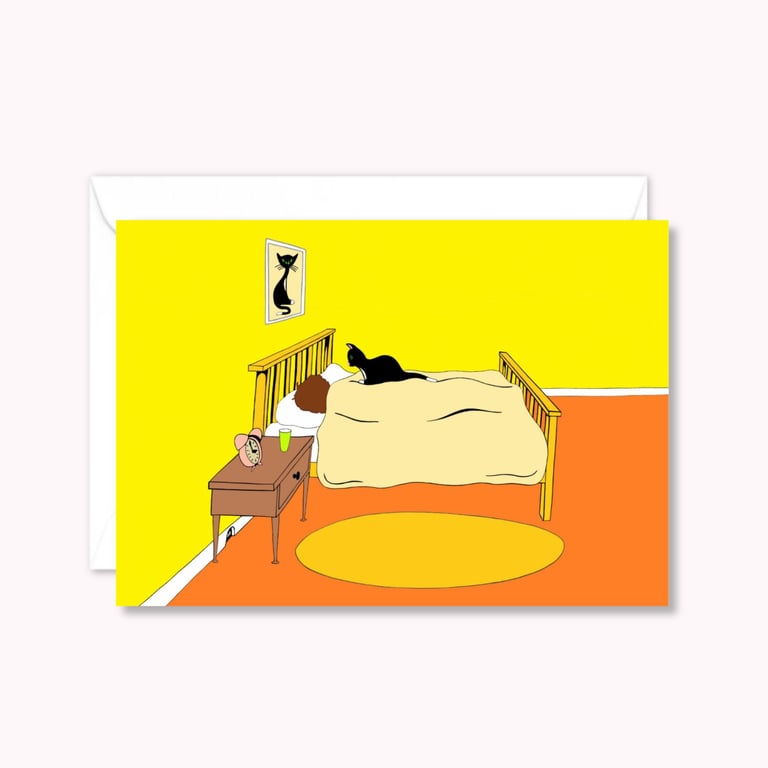 Funny Cat Greetings Card: Cute Hand Drawn Illustration for a Cat Lover (101)