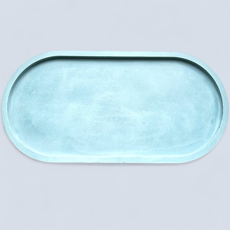 Large Grey Oval Concrete Decorative Tray - Catchall Valet Tray made from Cement