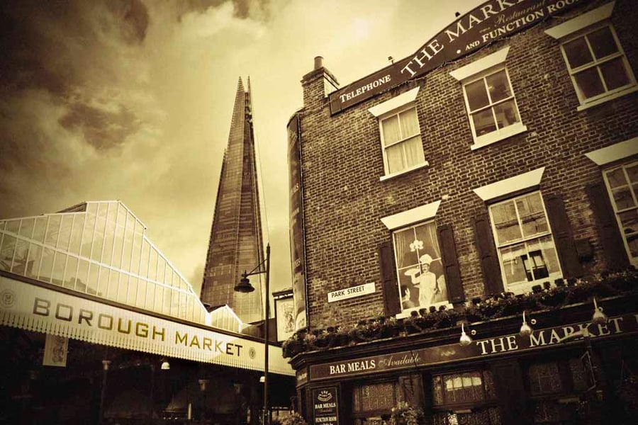 Borough Market The Shard London UK 18"x12" Print