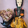OOAK art doll, Autumn, Halloween, Miss Pumpkin Spice art doll, textile art