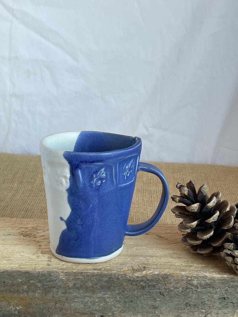  Handmade ceramic blue & white mug, coffee mug, tea mug, pottery mug, 