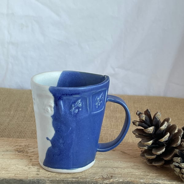  Handmade ceramic blue & white mug, coffee mug, tea mug, pottery mug, 