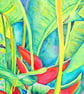 Tropical Scene with Lobster Claw Plant Original Oil Painting  - Image 4