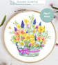 Spring Floral Basket Embroidery Panel - Image 1