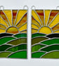 Stained Glass Large Sunset Panel Suncatcher - Handmade Window Decoration 