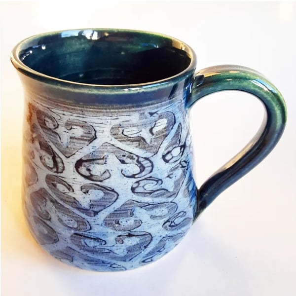 Mug - Hand Thrown Stoneware Ceramic Blue Glazed Mug 