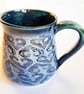 Mug - Hand Thrown Stoneware Ceramic Blue Glazed Mug 