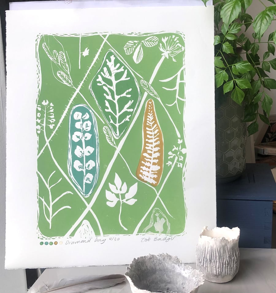 Diamond Day Linoprint